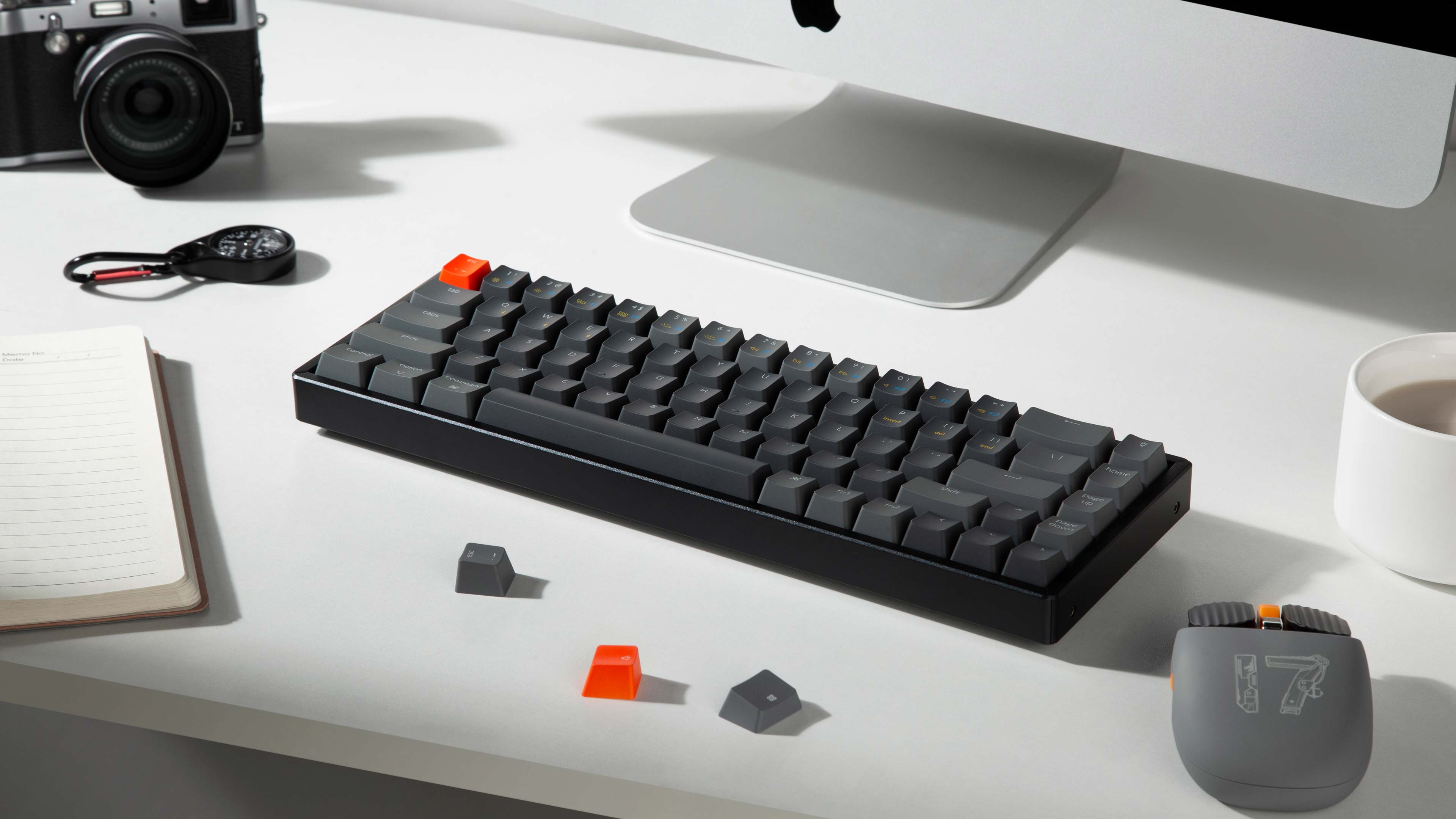 Keychron K6 65 percent compact wireless mechanical keyboard for Mac Windows - Gateron mechanical LK optical switch and hot-swappable cordless and type-c cable mode connect multiple devices