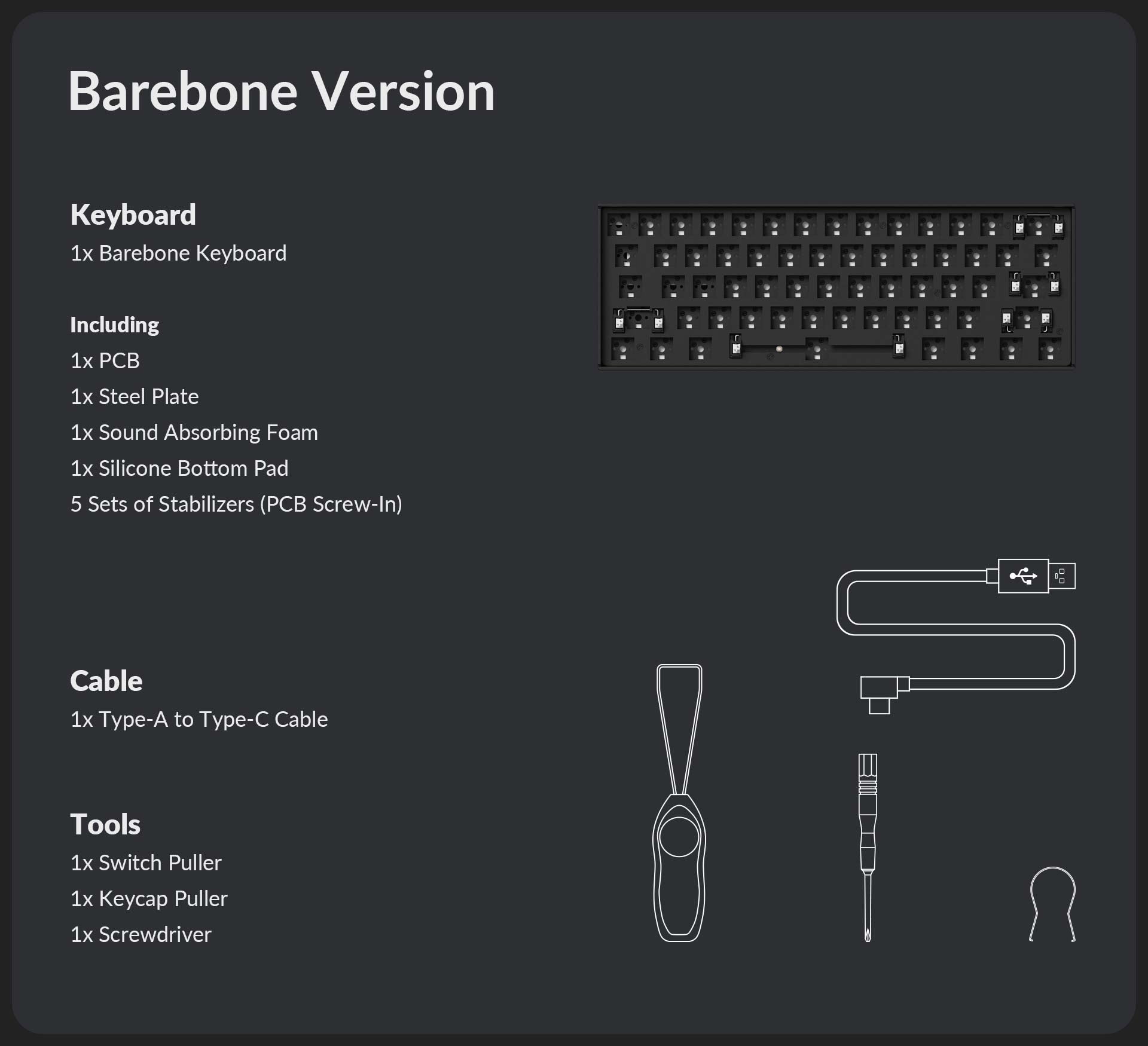 Keychron K12 Pro Barebone version package content Keychron K12 Pro Barebone version package content