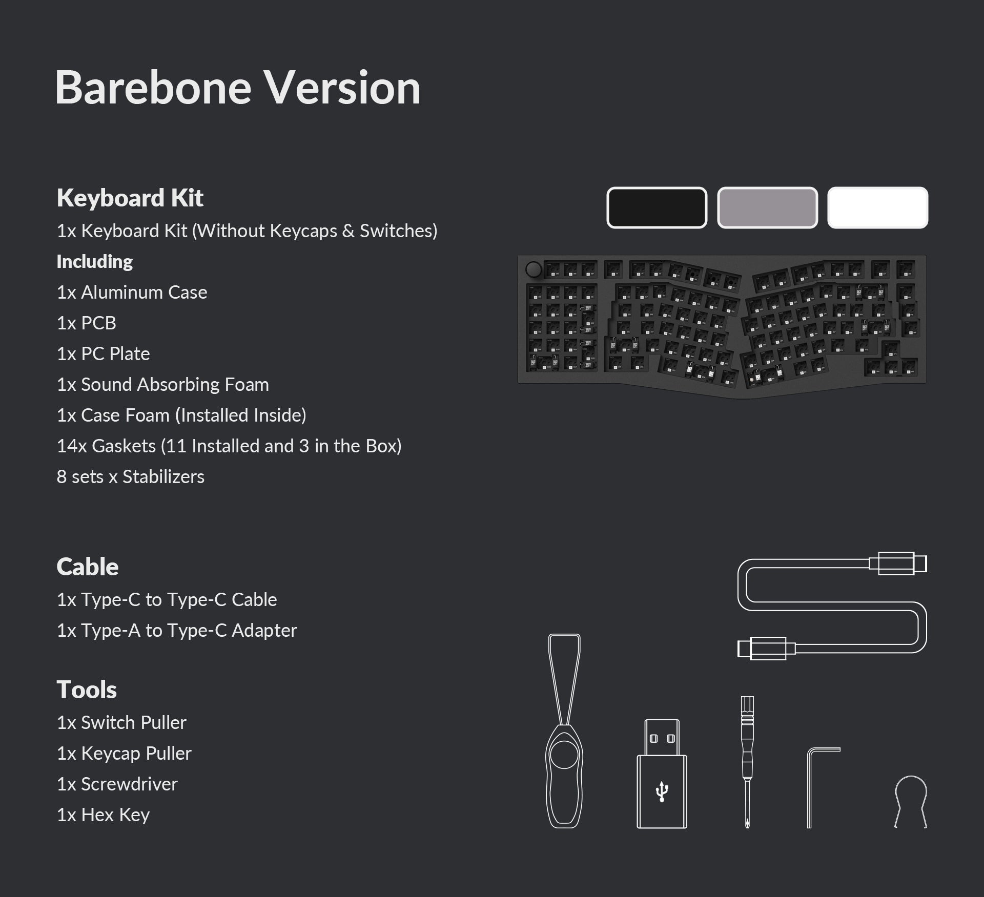 Package list of the Keychron Q14 Pro QMK/VIA 96% layout wireless custom mechanical keyboard barebone version Package list of the Keychron Q14 Pro QMK/VIA 96% layout wireless custom mechanical keyboard barebone version