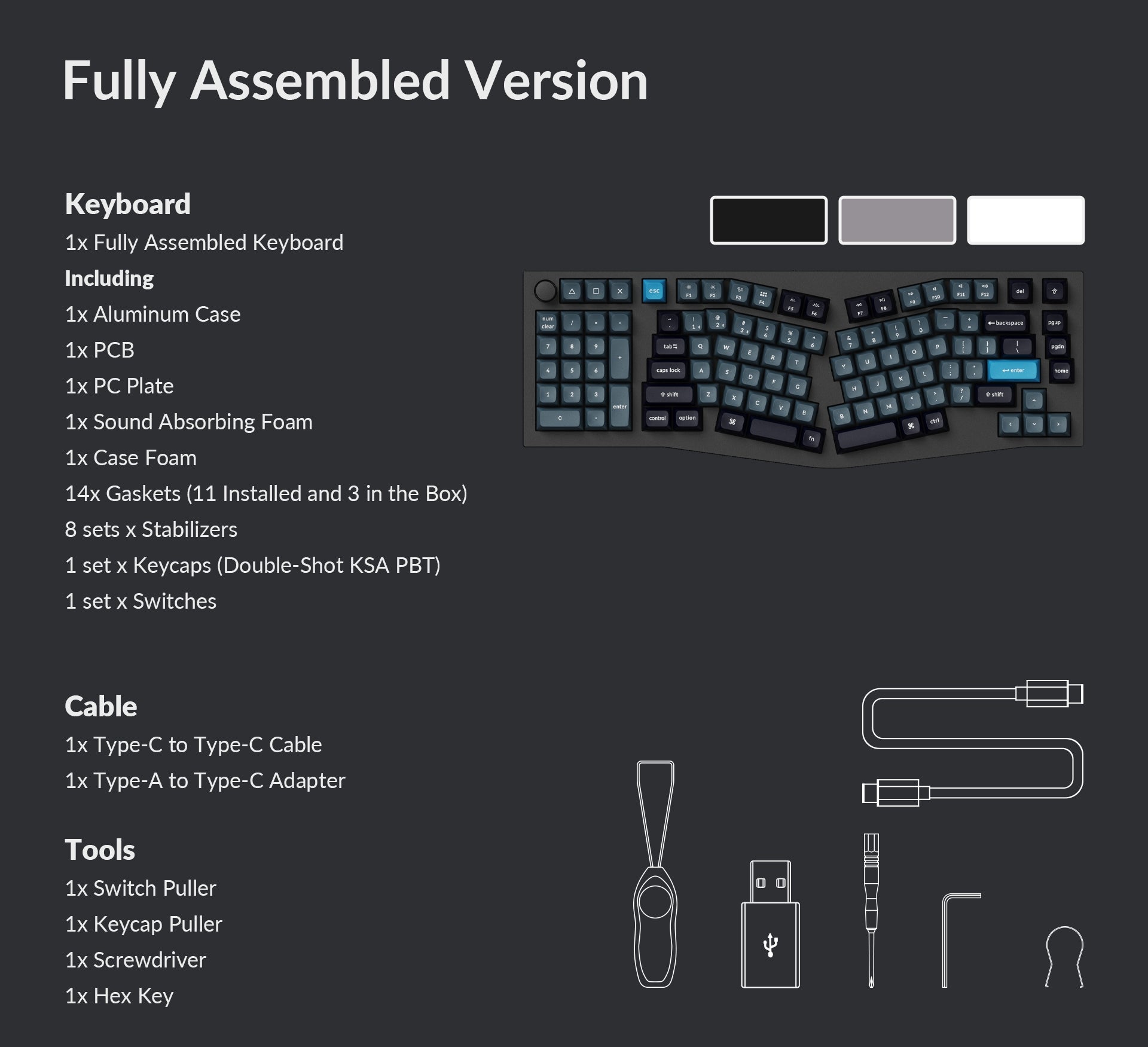 Package list of the Keychron Q6 Pro QMK/VIA 60% layout wireless custom mechanical keyboard fully assembled version Package list of the Keychron Q6 Pro QMK/VIA 60% layout wireless custom mechanical keyboard fully assembled version