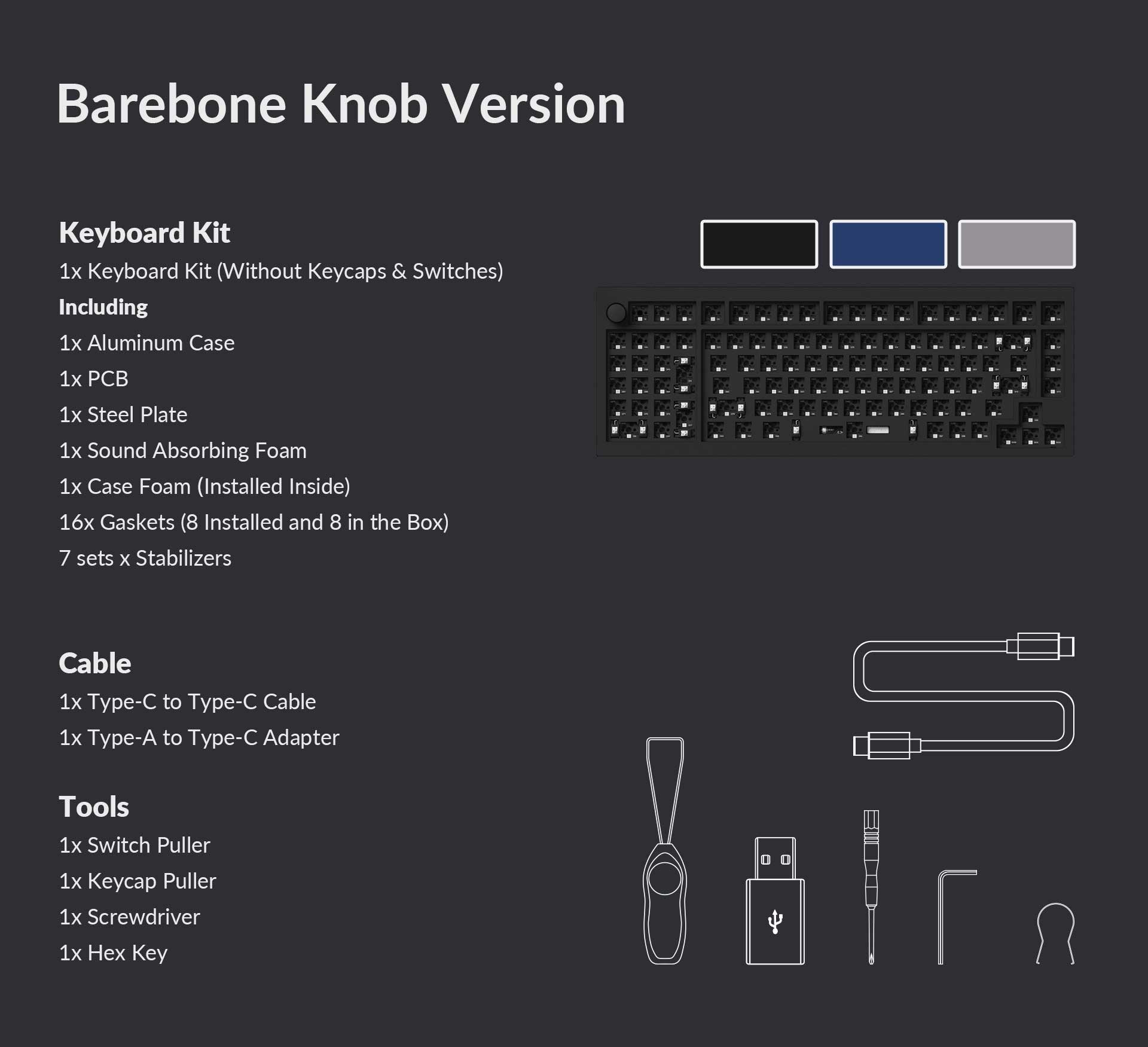 Package List of Keychron Q12 Compact 96% Layout Custom Mechanical Keyboard Barebone Knob Version Package List of Keychron Q12 Compact 96% Layout Custom Mechanical Keyboard Barebone Knob Version