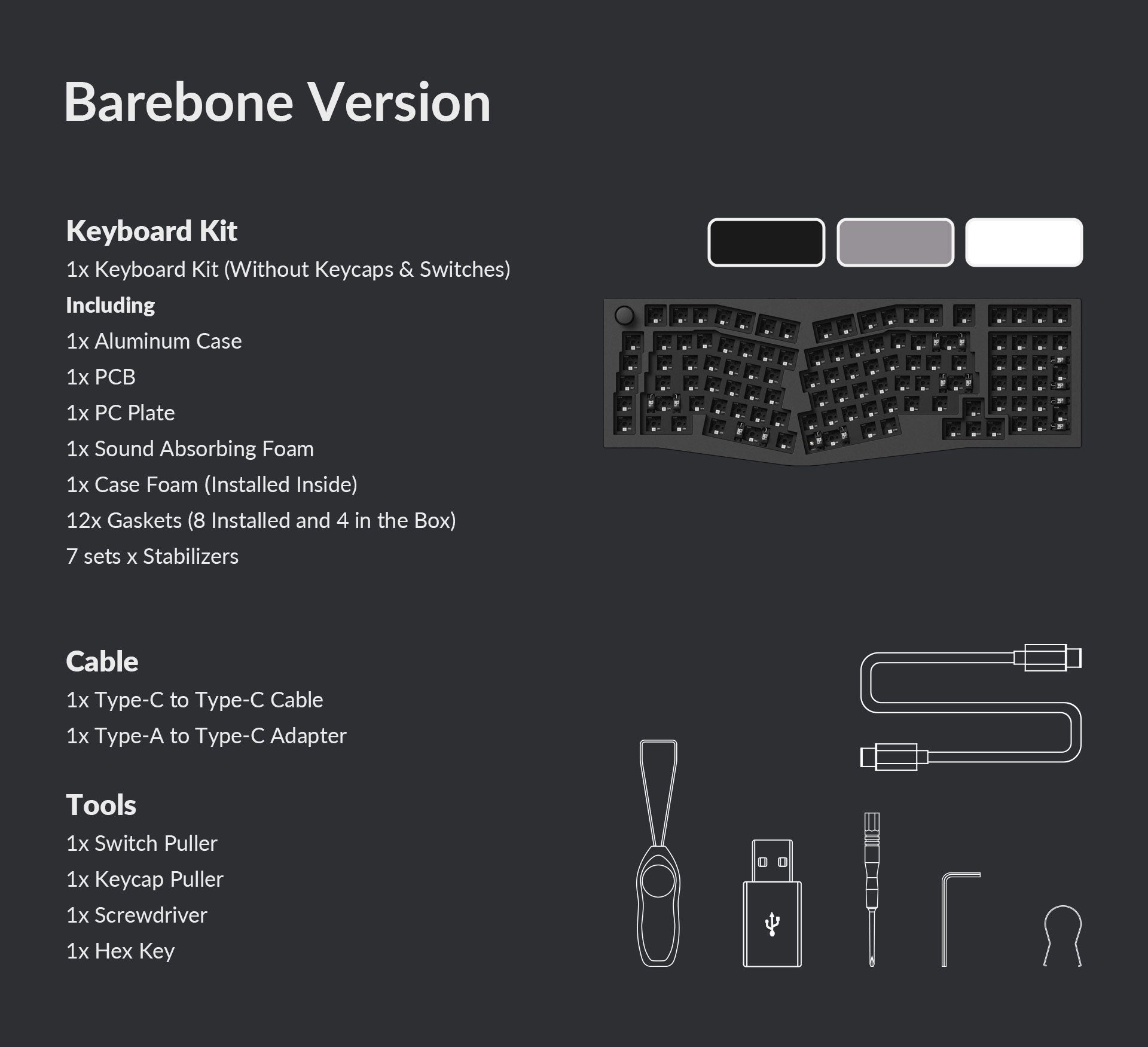 Package list of the Keychron Q13 Pro QMK/VIA 96% layout wireless custom mechanical keyboard barebone version Package list of the Keychron Q13 Pro QMK/VIA 96% layout wireless custom mechanical keyboard barebone version